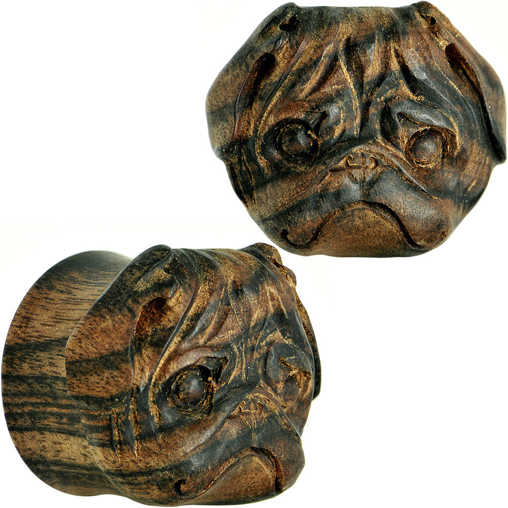 1 inch Organic Areng Wood Pug Hand Carved Plug Set