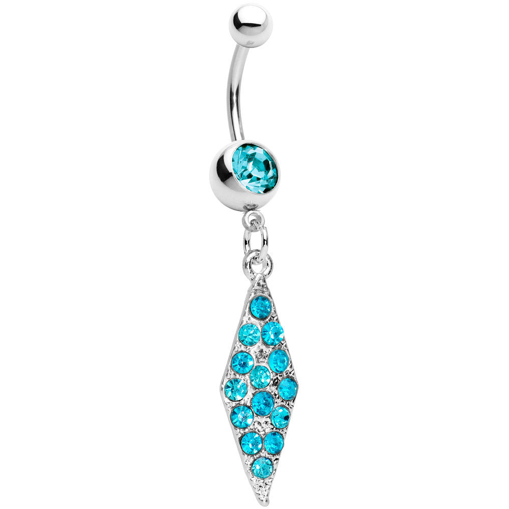 Aqua Paved Icicle Dangle Belly Ring