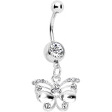Clear Gem Butterfly Dangle Belly Ring