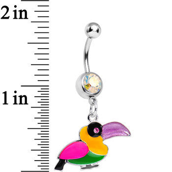 Aurora Gem Multicolored Parrot Dangle Belly Ring