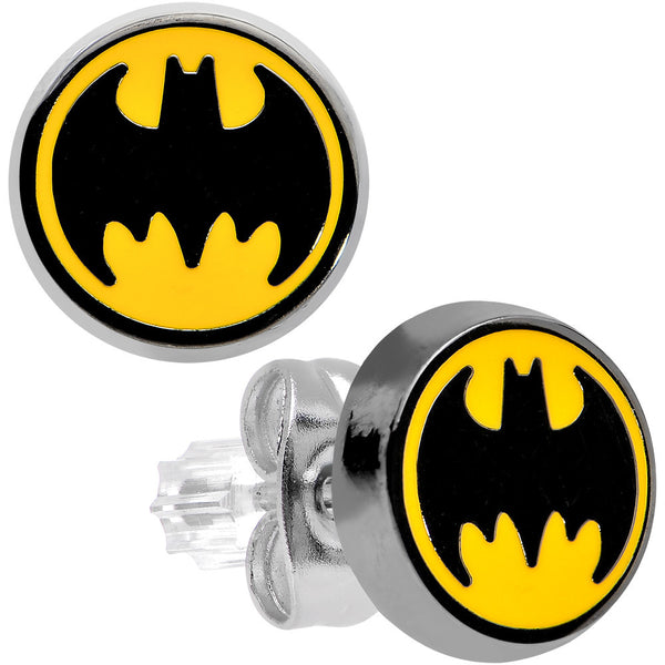 Officially Licensed 316L Stainless Steel Round Batman Stud Earrings