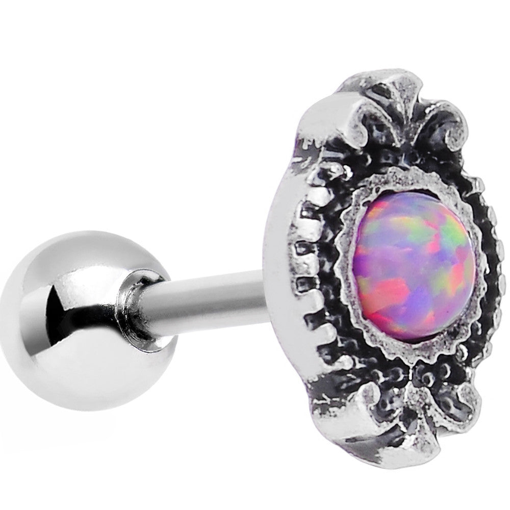 1/4 Pink Faux Opal Ornate Artistocracy Tragus Cartilage Earring