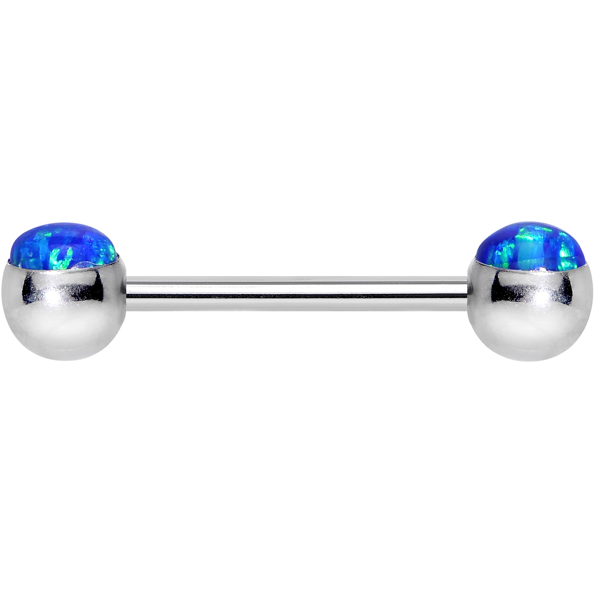 316L Stainless Steel Blue Synthetic Opal Nipple Barbell Set