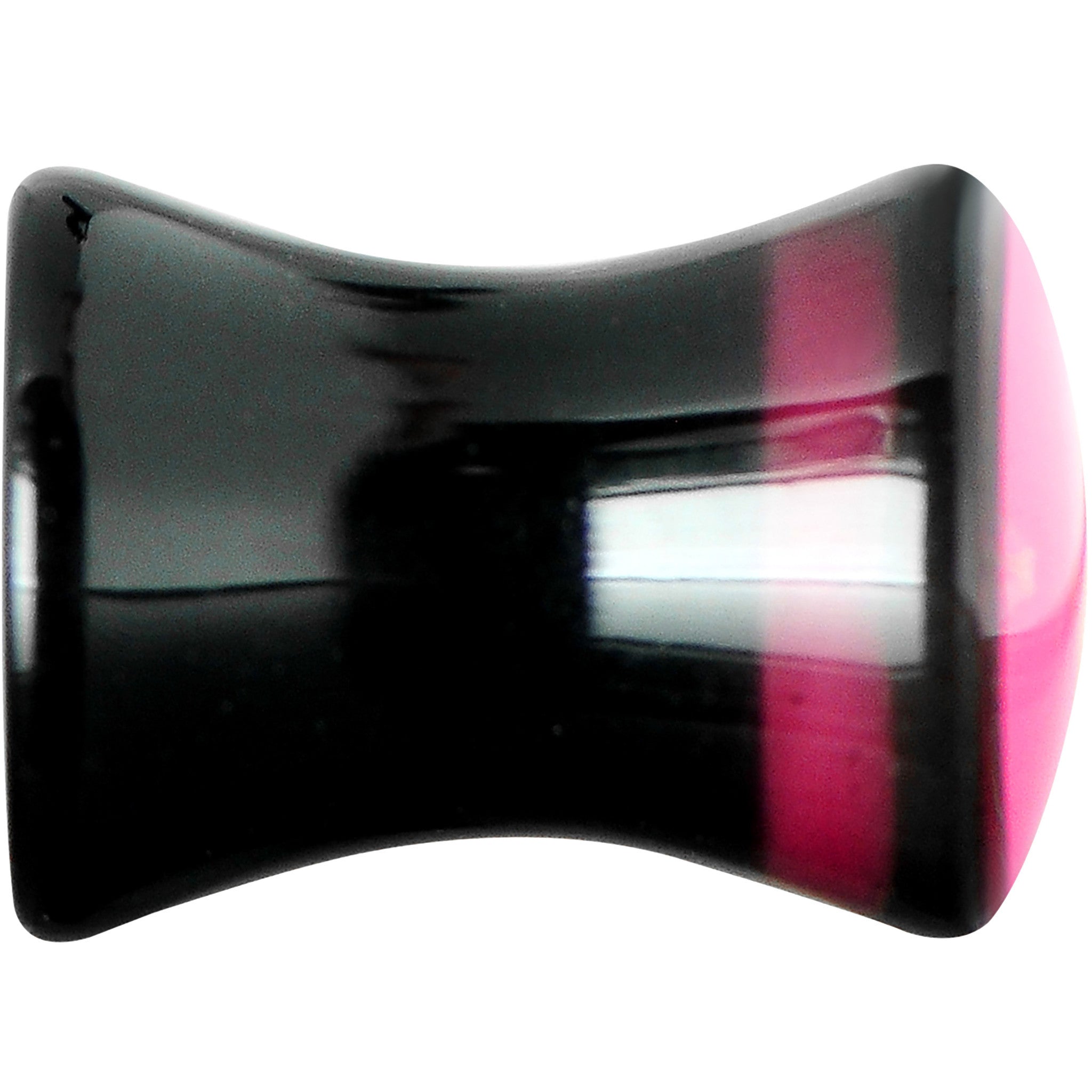 2 Gauge Black Acrylic Hot Pink Heart Saddle Plug