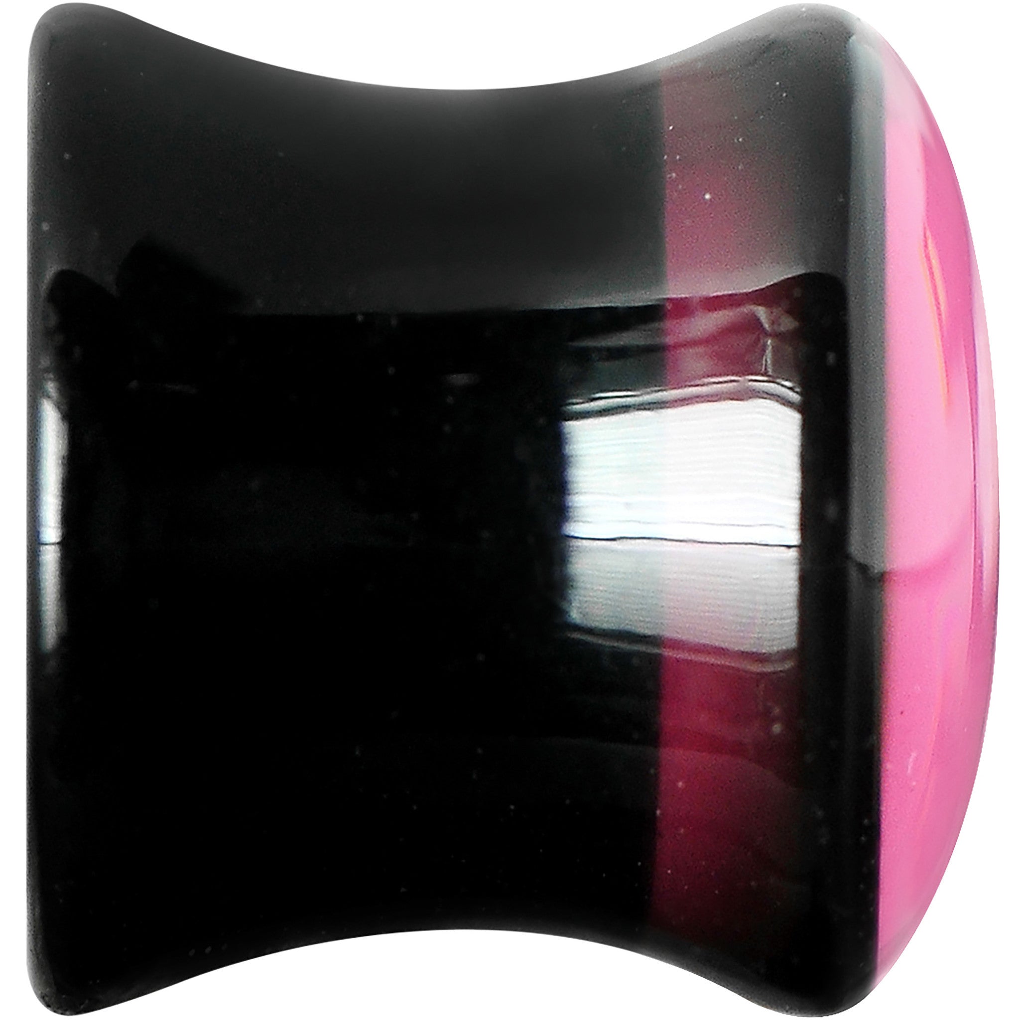 00 Gauge Black Acrylic Hot Pink Heart Saddle Plug