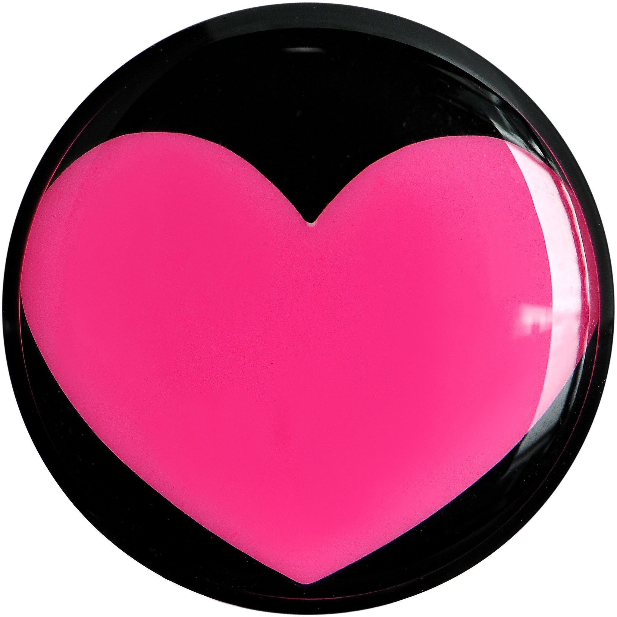 18mm Black Acrylic Hot Pink Heart Saddle Plug