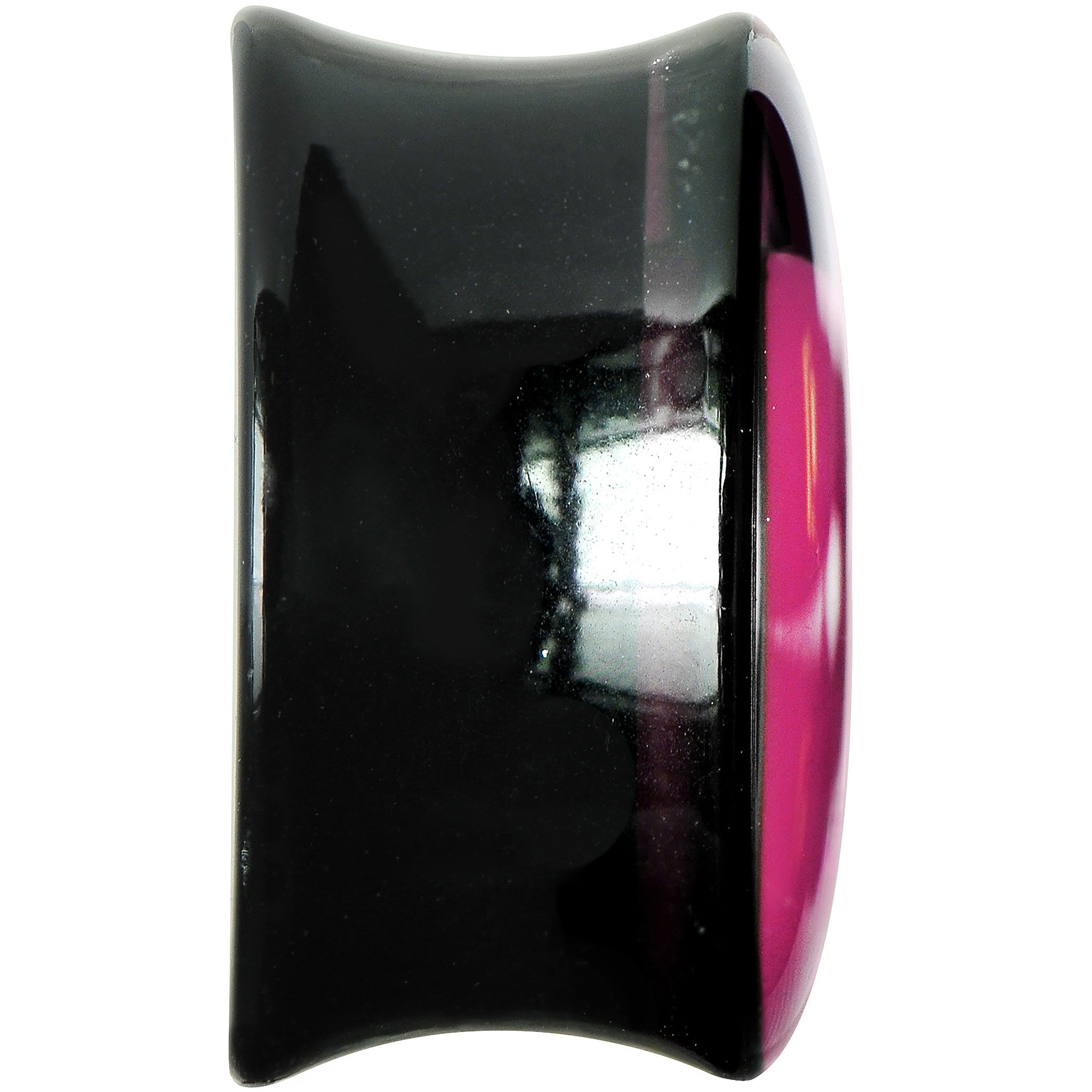 18mm Black Acrylic Hot Pink Heart Saddle Plug
