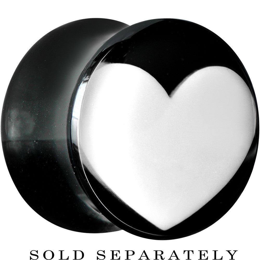 1/2 Black Acrylic White Heart Saddle Plug