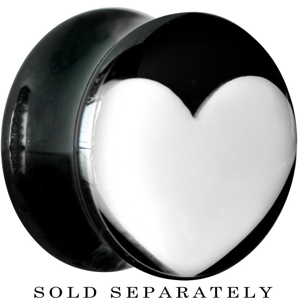 5/8 Black Acrylic White Heart Saddle Plug