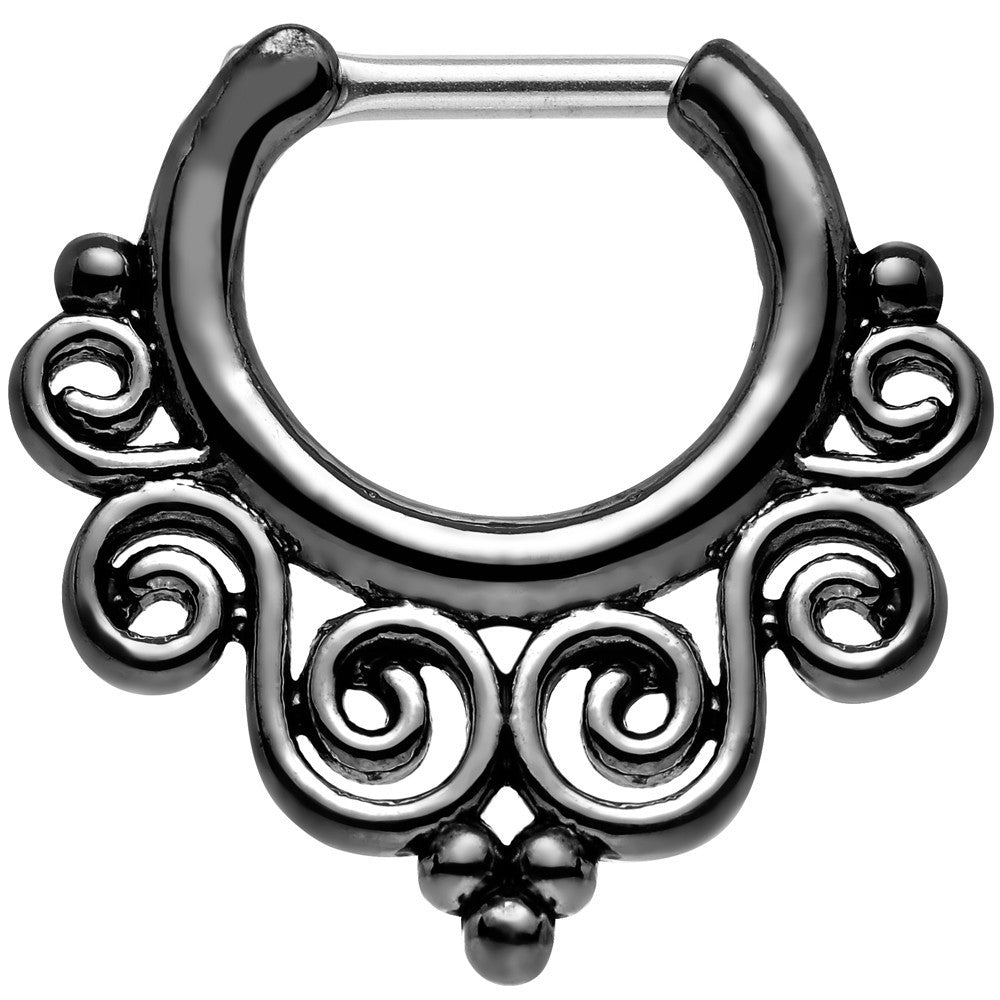 16G 1/4 Black IP Swirling Dream Septum Clicker