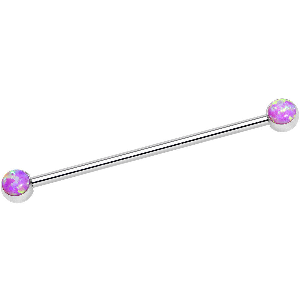 316L Stainless Steel Pink Faux Opal Industrial Barbell 36mm