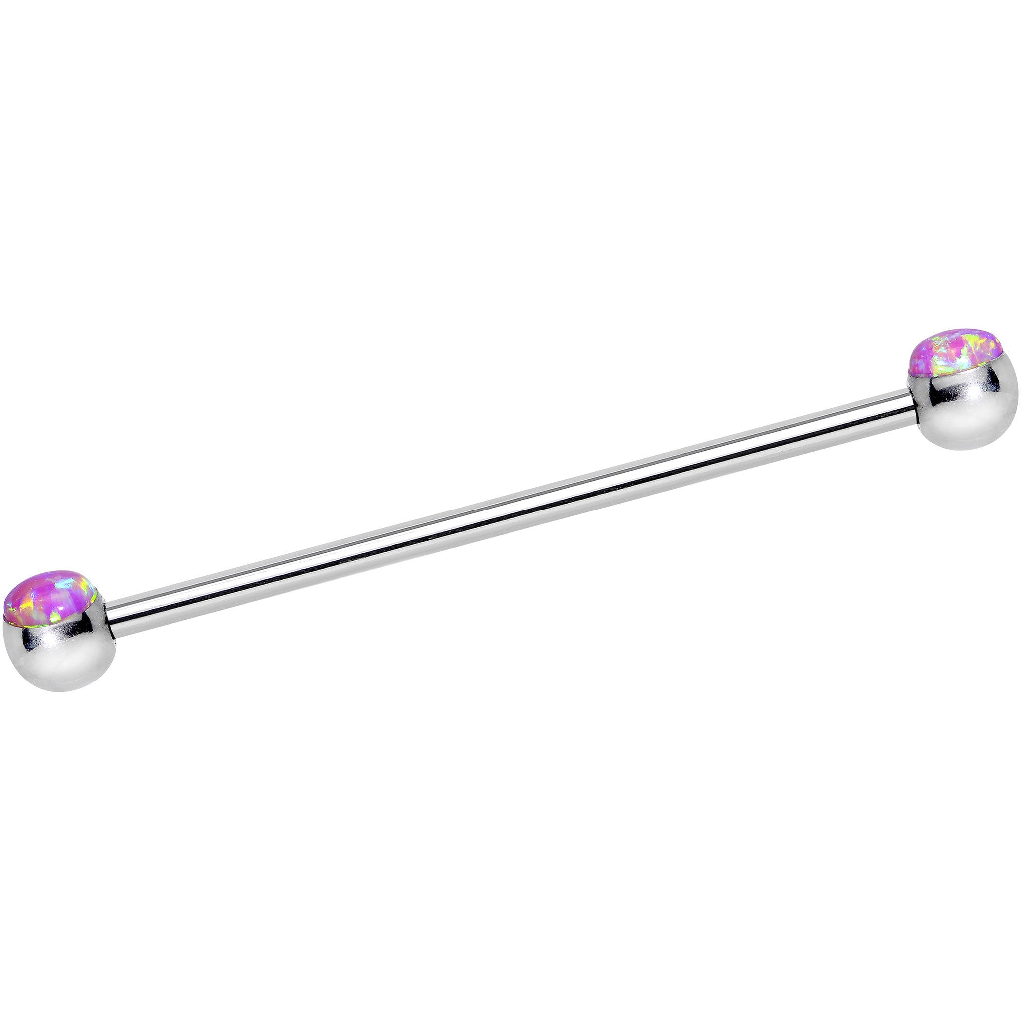 316L Stainless Steel Pink Faux Opal Industrial Barbell 36mm