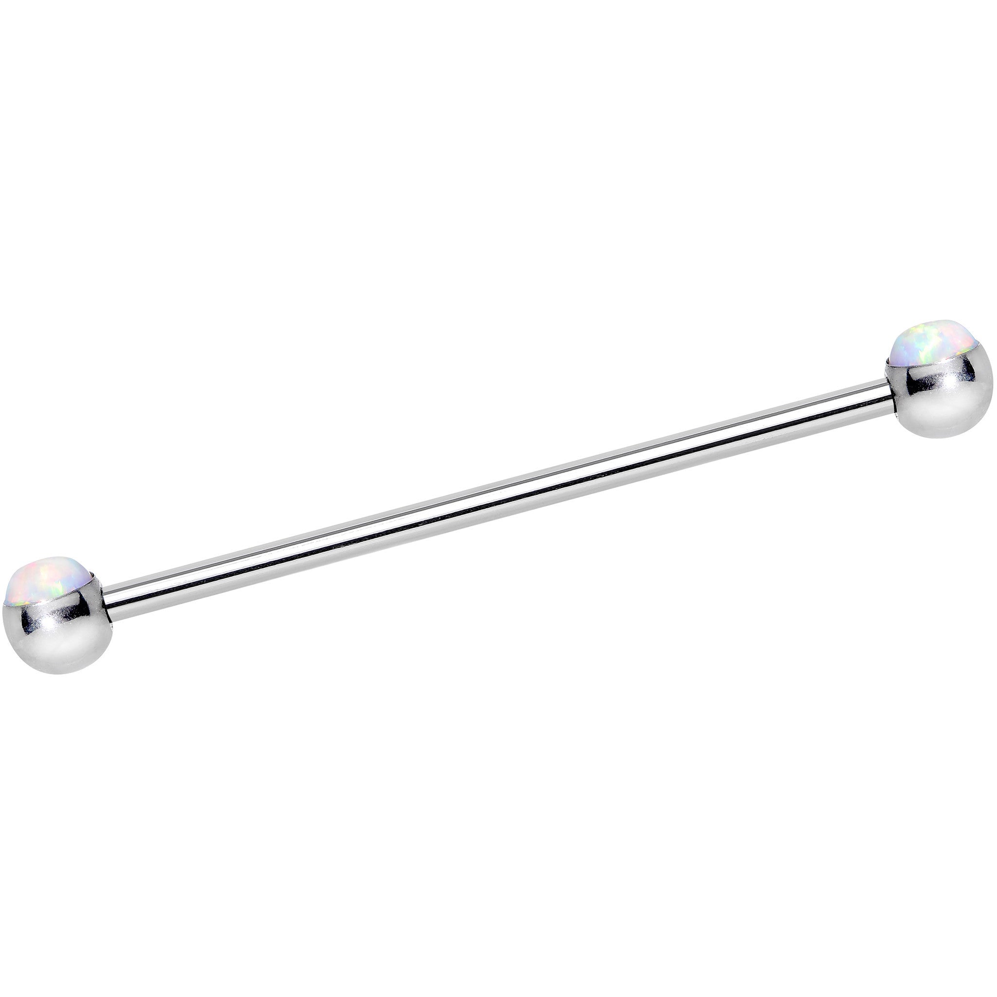 316L Stainless Steel White Faux Opal Industrial Barbell 36mm