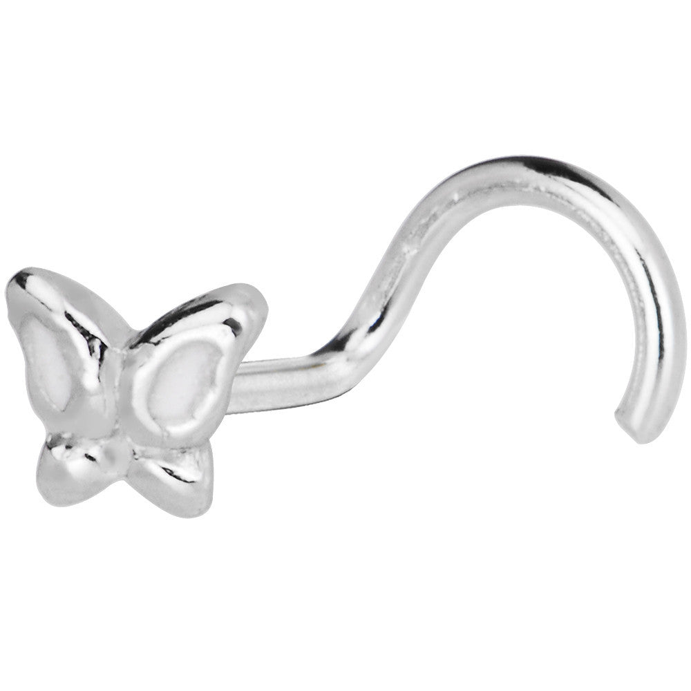 925 Sterling Silver Morning White Butterfly Nose Screw