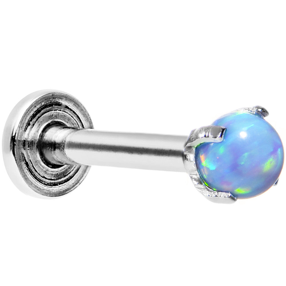 16 Gauge 5/16 3mm Blue Synthetic Opal Internally Threaded Labret