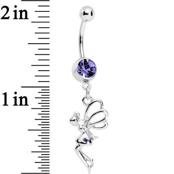 Purple Gem Hovering Fairy Dangle Belly Ring