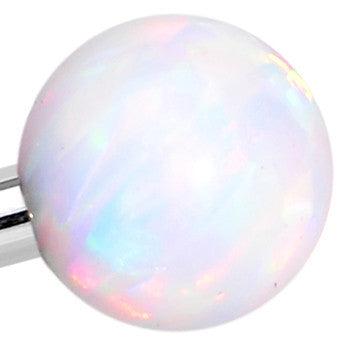 316L Stainless Steel White Faux Opal Ended Industrial Barbell 35mm