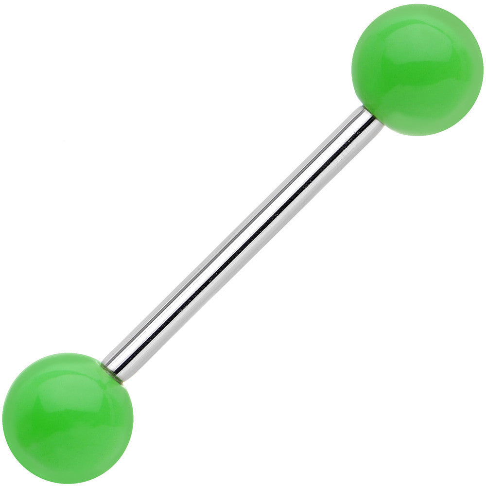 14 Gauge 5/8 Grade 23 Titanium Green Acrylic Ball Tongue Ring