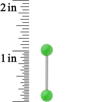 14 Gauge 5/8 Grade 23 Titanium Green Acrylic Ball Tongue Ring