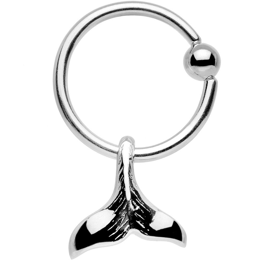 16G Whale of a Tail Dangle Stainless Steel Captive Bead Ring