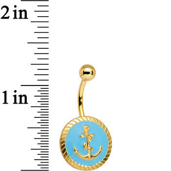 Gold Plated Blue Anchor Seal Belly Ring