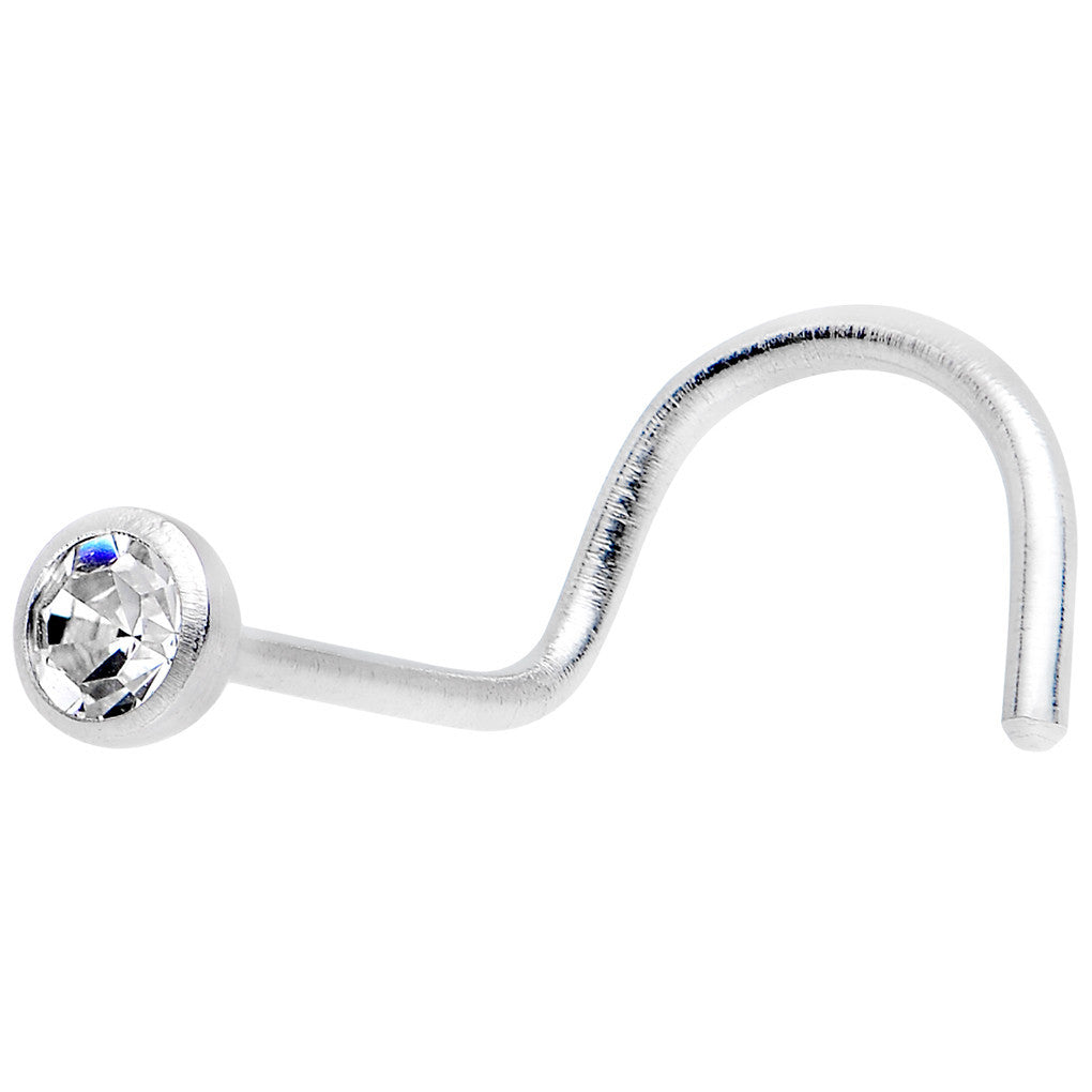 22G Press Fit Clear Gem Stainless Steel Nose Ring Screw