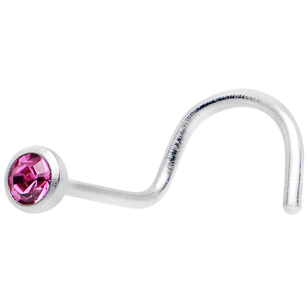 22 Gauge Press Fit Fuchsia Gem Stainless Steel Nose Ring