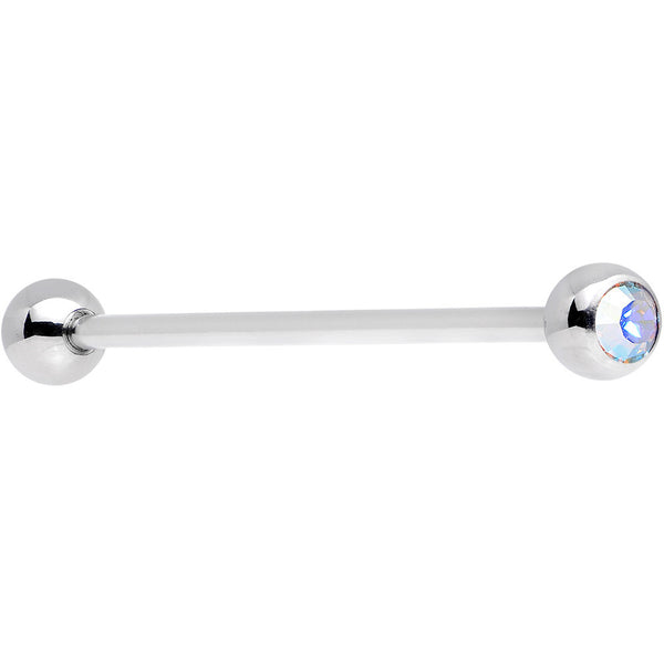 Aurora Double Gem Stainless Steel Industrial Barbell 38mm