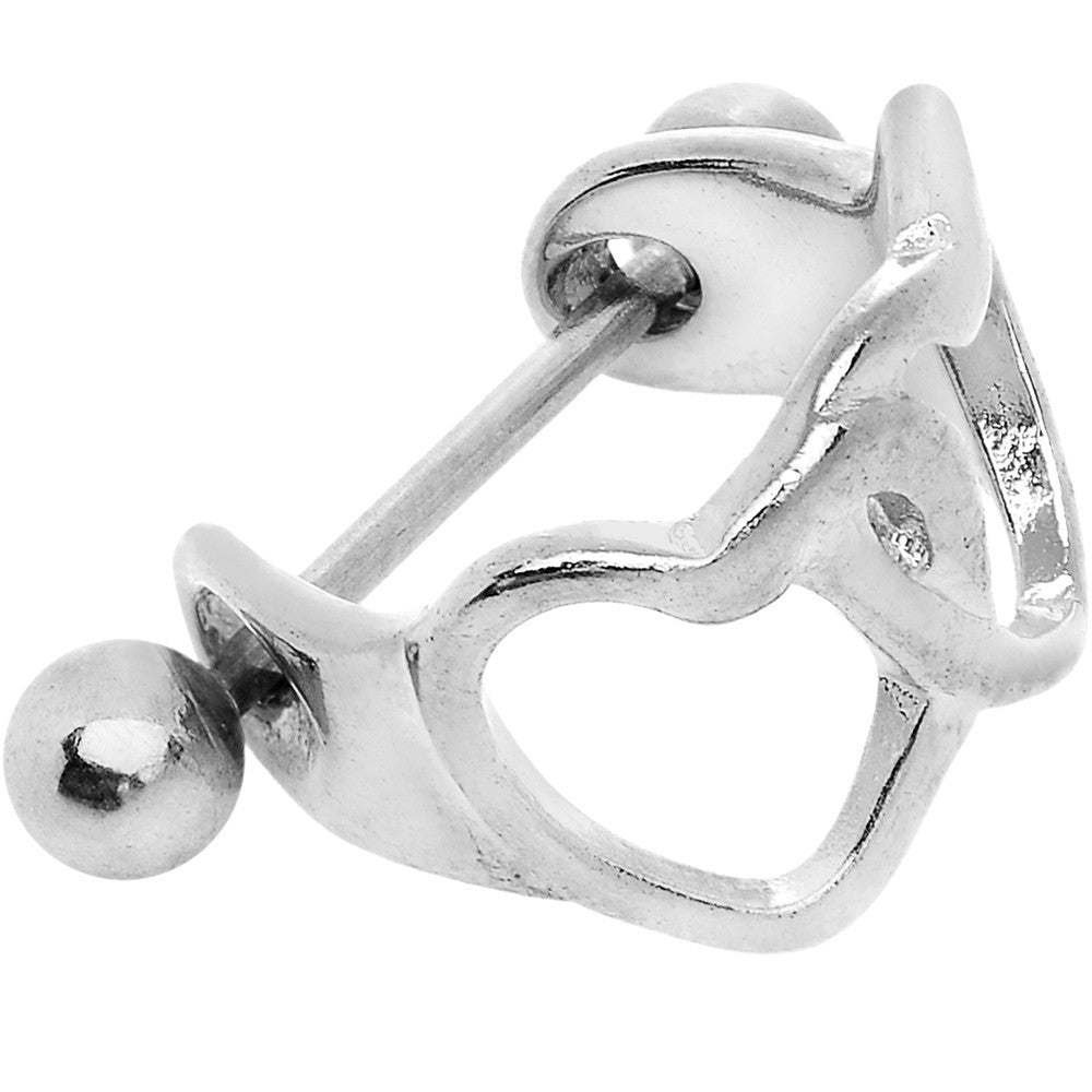 16 Gauge Stainless Steel Straight Barbell Hold Me Heart Cartilage Cuff