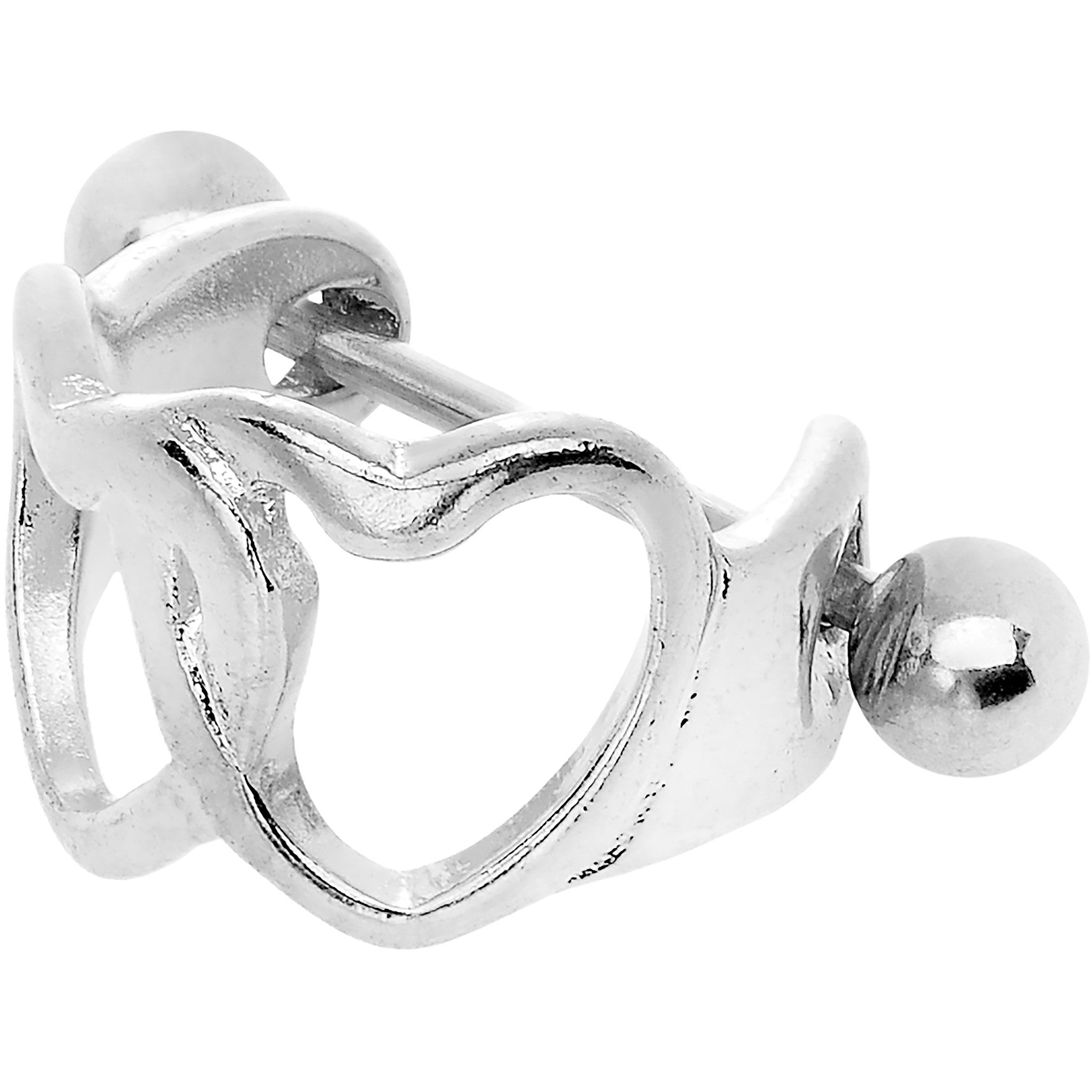 16 Gauge Stainless Steel Straight Barbell Hold Me Heart Cartilage Cuff