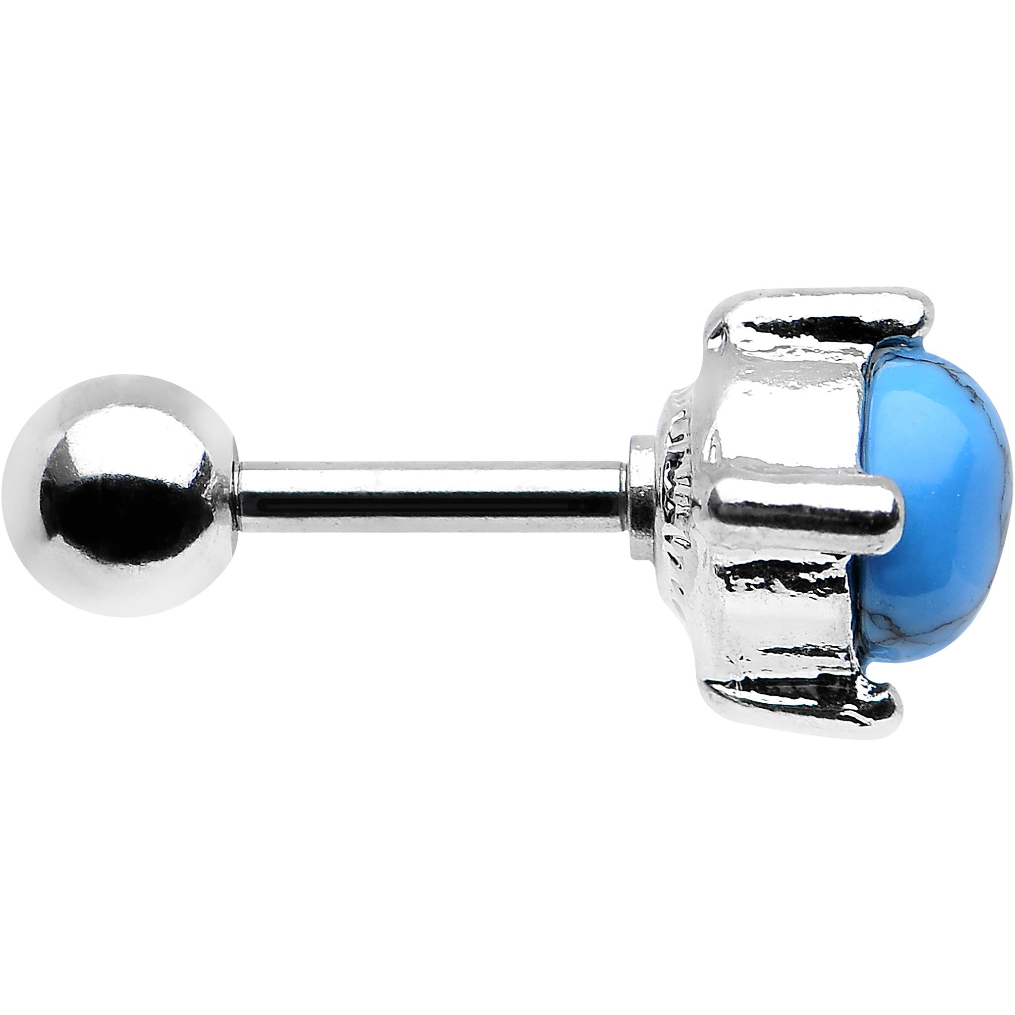 16G Pretty Cracked Blue Stone Stainless Steel Cartilage Earring