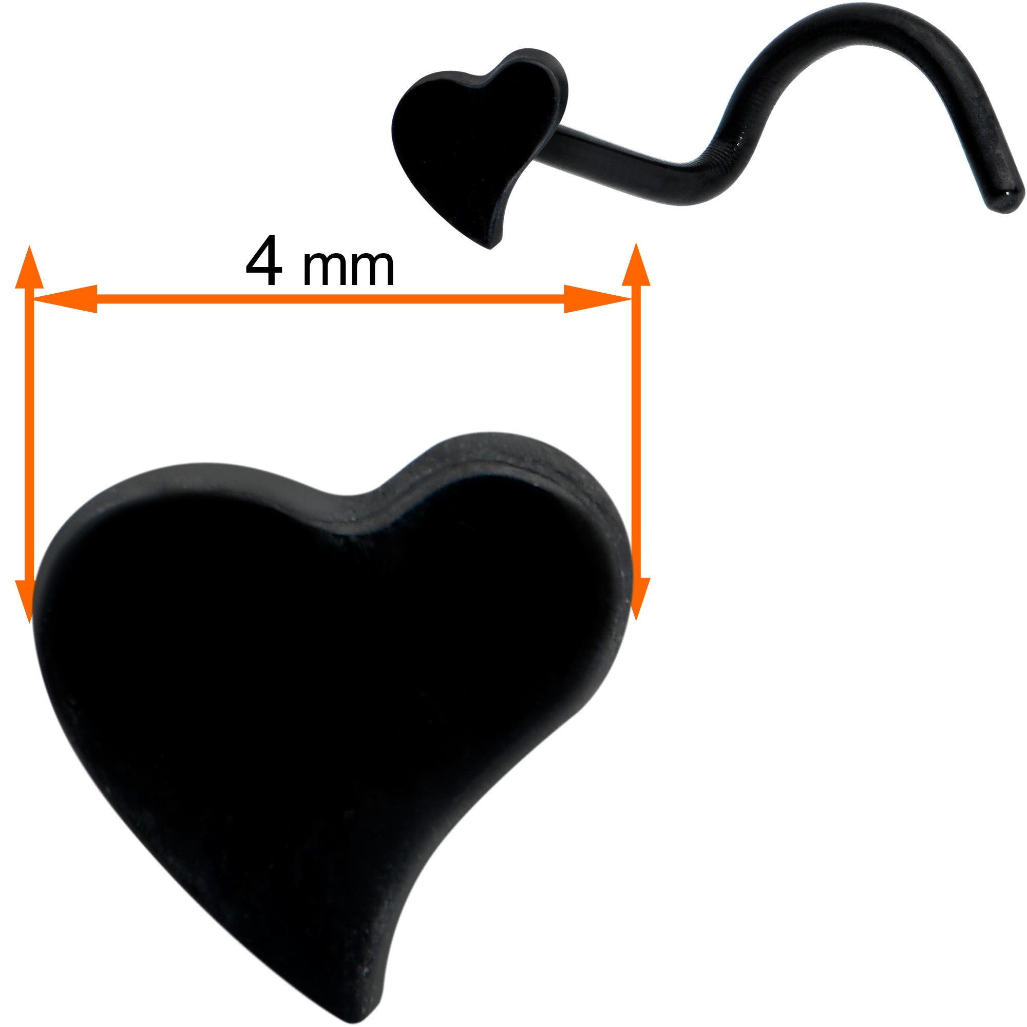 Black Anodized Titanium Heart Nose Ring