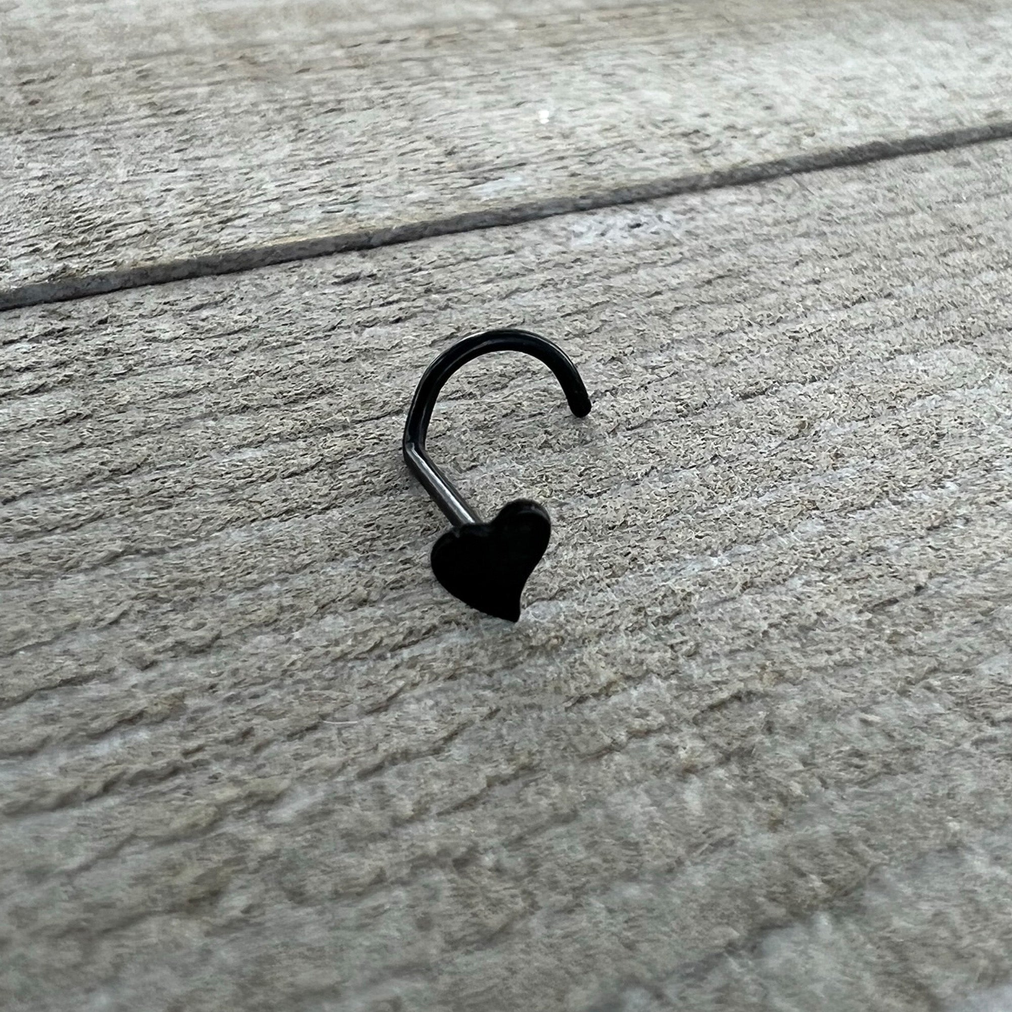 Black Anodized Titanium Heart Nose Ring