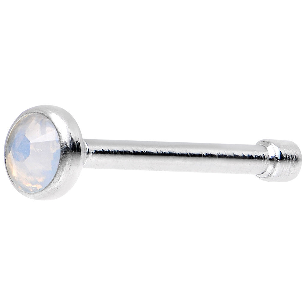 Stainless Steel 2mm White Imitation Opalite Stone Nose Bone
