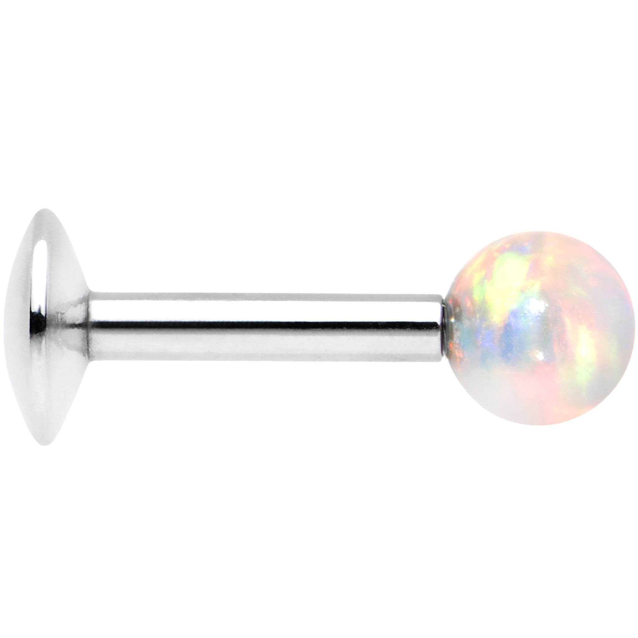 1/4 Steel 3mm Synthetic White Opal Internally Threaded Tragus Earring