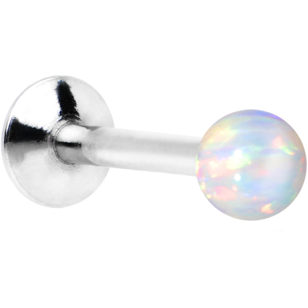 5/16 Steel 3mm Synthetic White Opal Internal Thread Tragus Earring