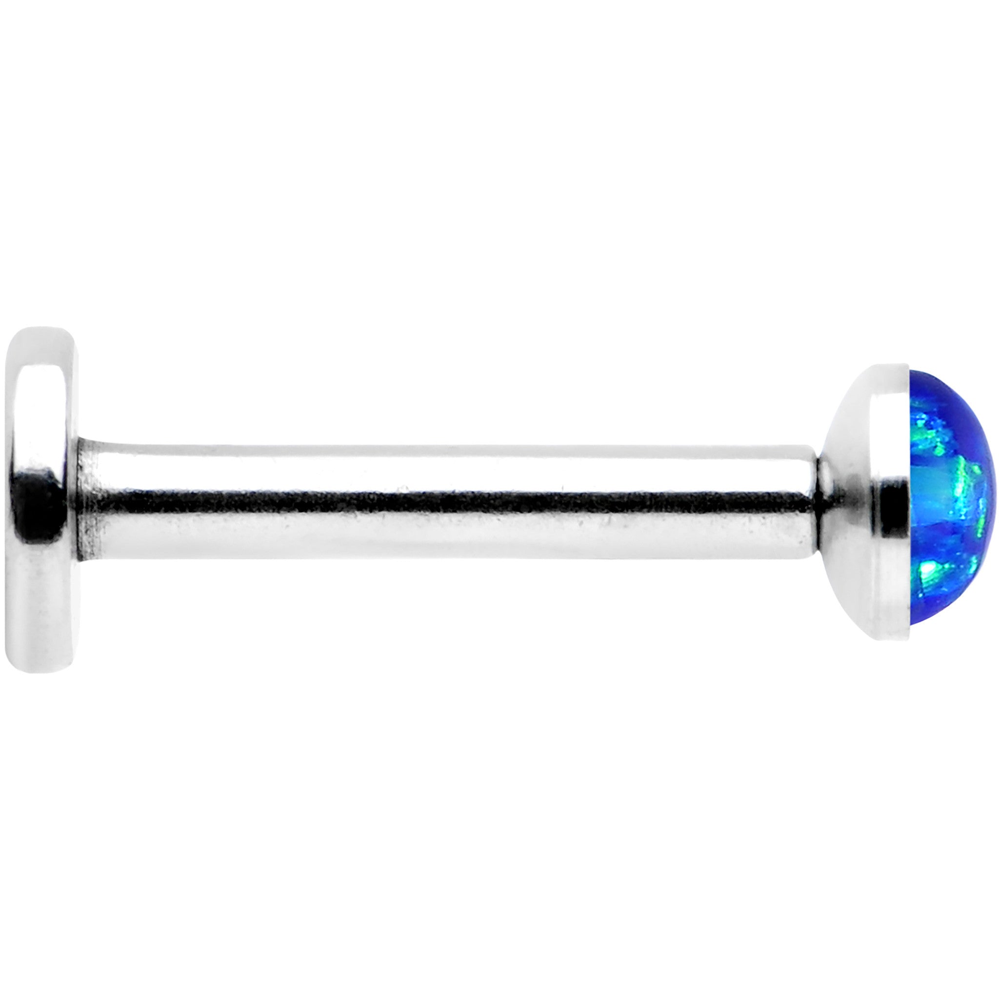16 Gauge 5/16 Steel 3mm Synthetic Blue Opal Internal Thread Labret