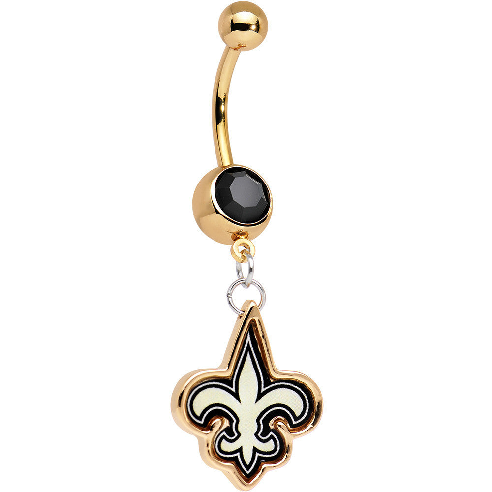 Officially Licensed NFL New Orleans Saints Dangle Belly Ring