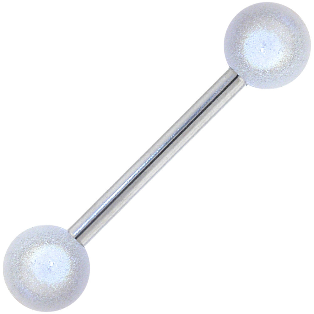 White MIRACLE BALL Barbell Tongue Ring
