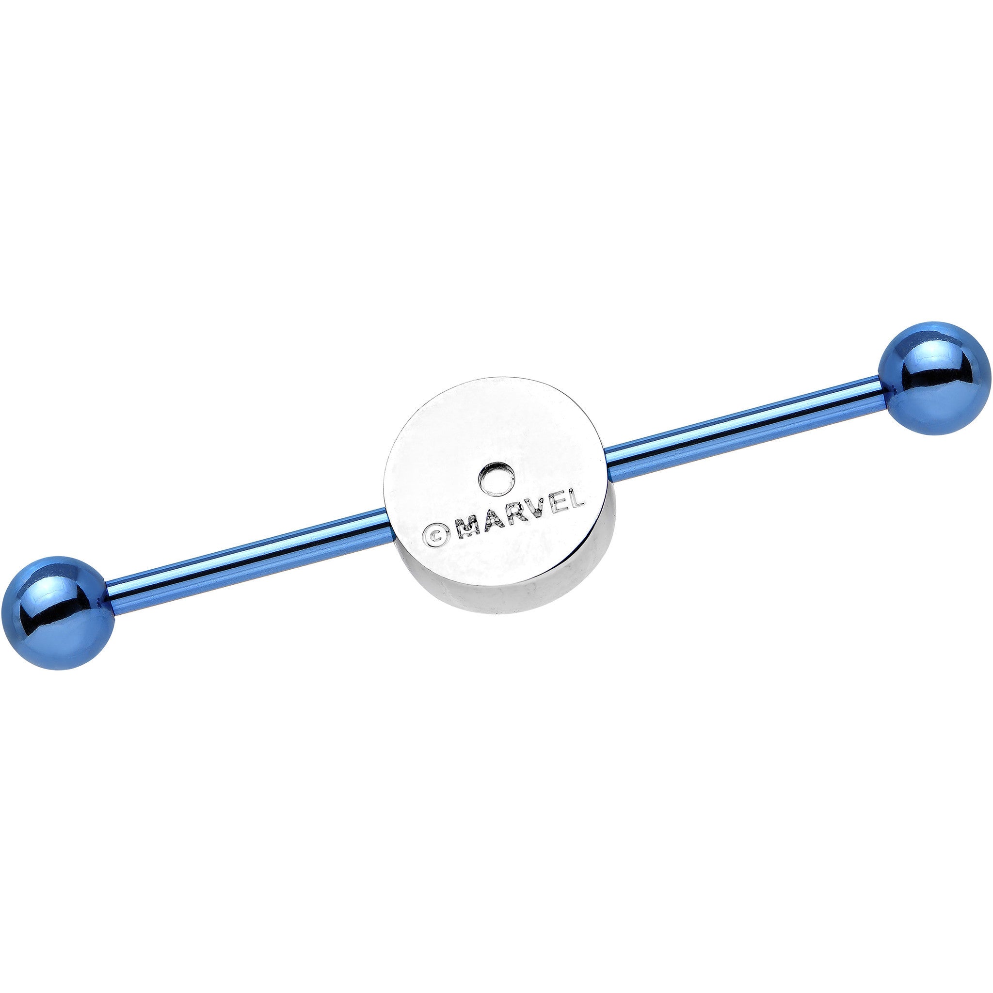 Licensed Blue Anodized Captain America Logo Industrial Barbell 35mm