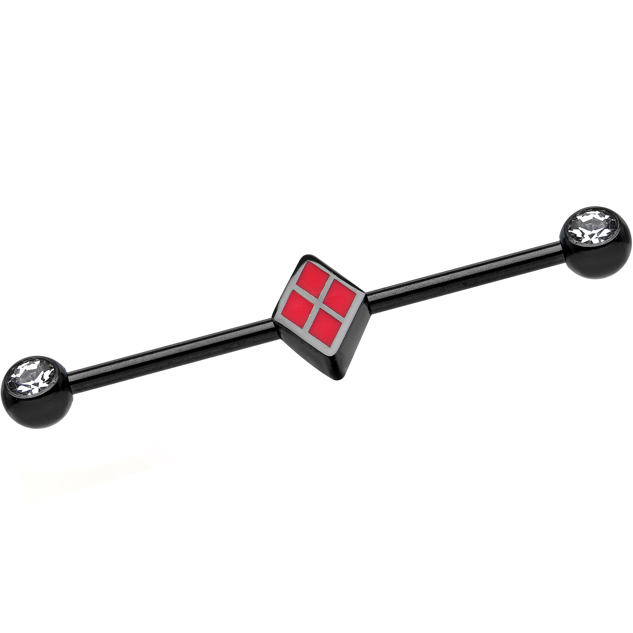 Licensed Black Plated Harley Quinn Logo Industrial Barbell 35mm