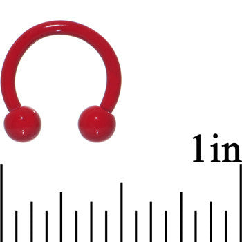 14G 3/8 Red Ceramic Coated Horseshoe Circular Barbell