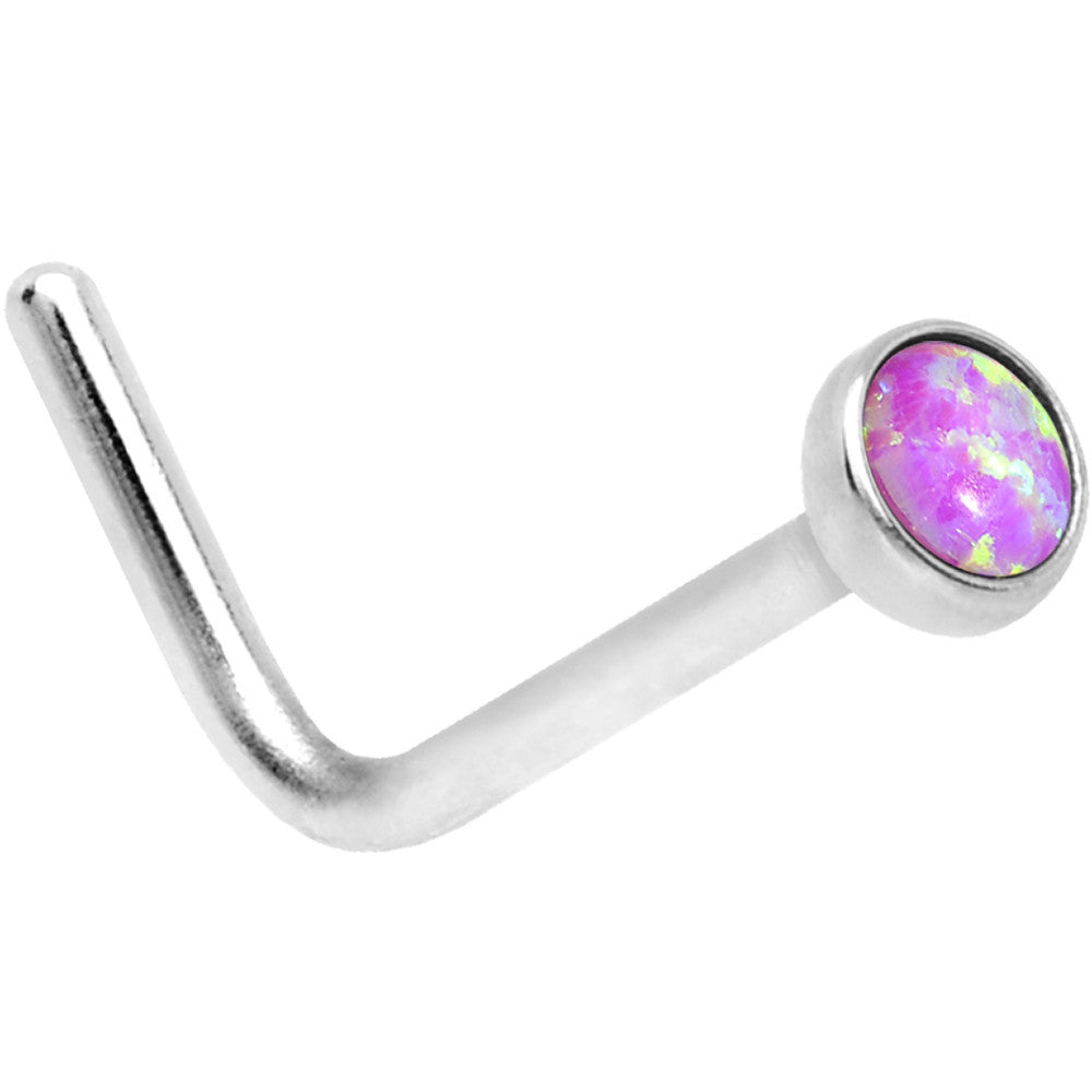 20G 2mm Purple Synthetic Opal L-Shaped Nose Ring