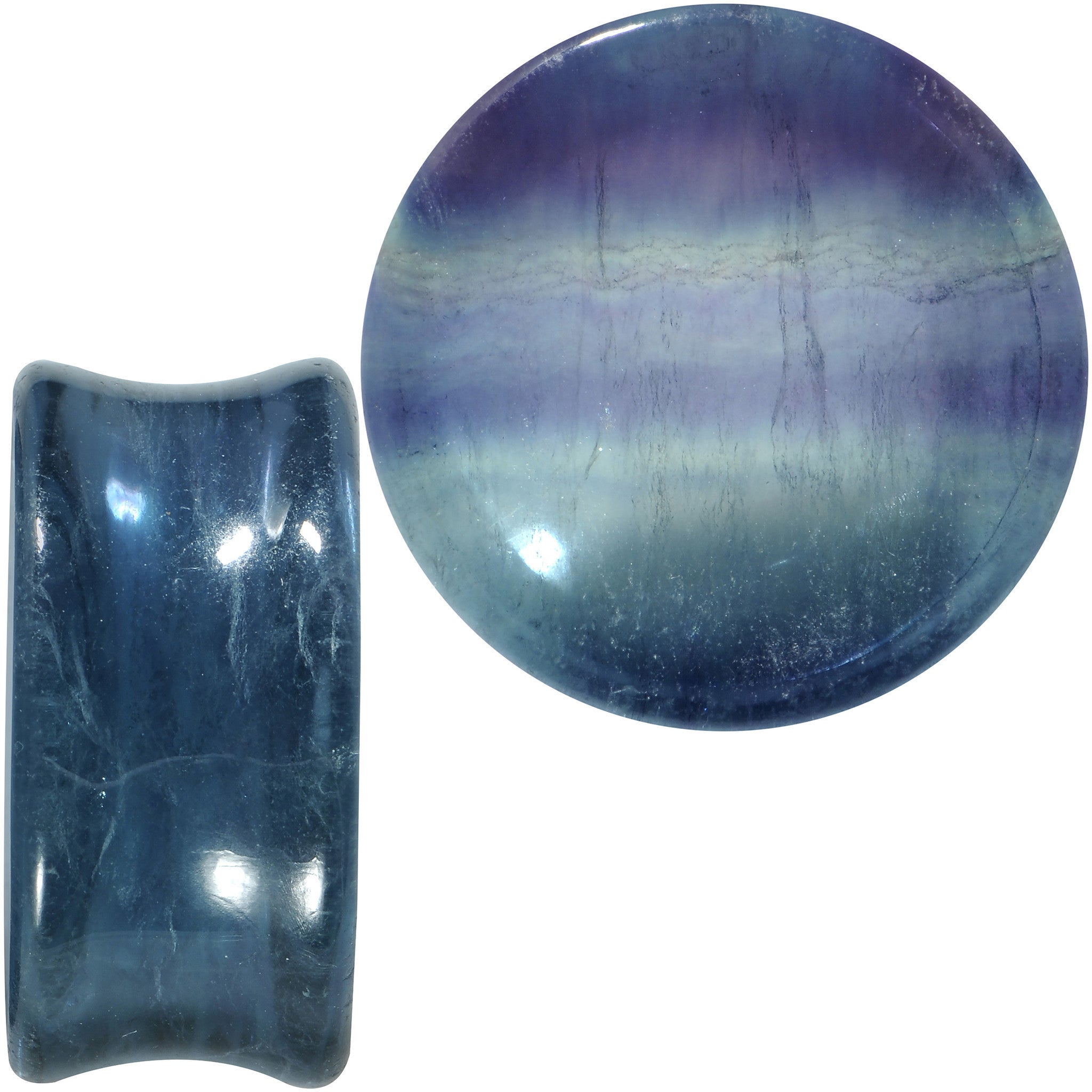 25mm Colors of the Sea Natural Fluorite Stone Concave Saddle Plug Set