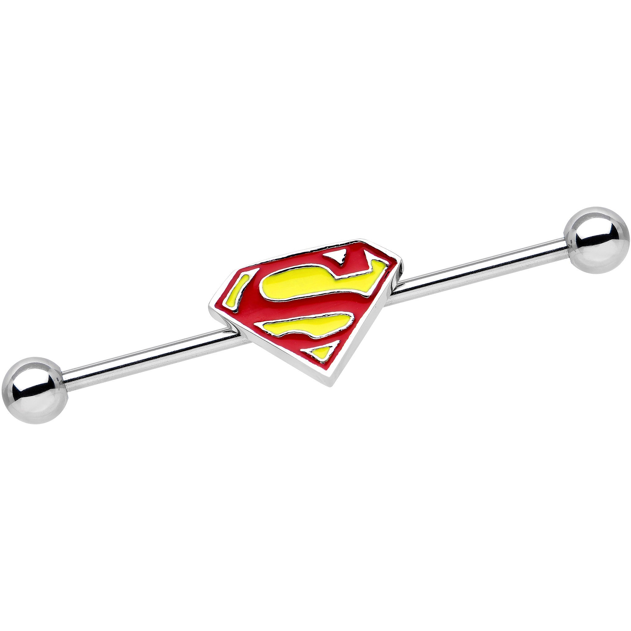 Licensed Stainless Steel Yellow Superman Logo Industrial Barbell 35mm