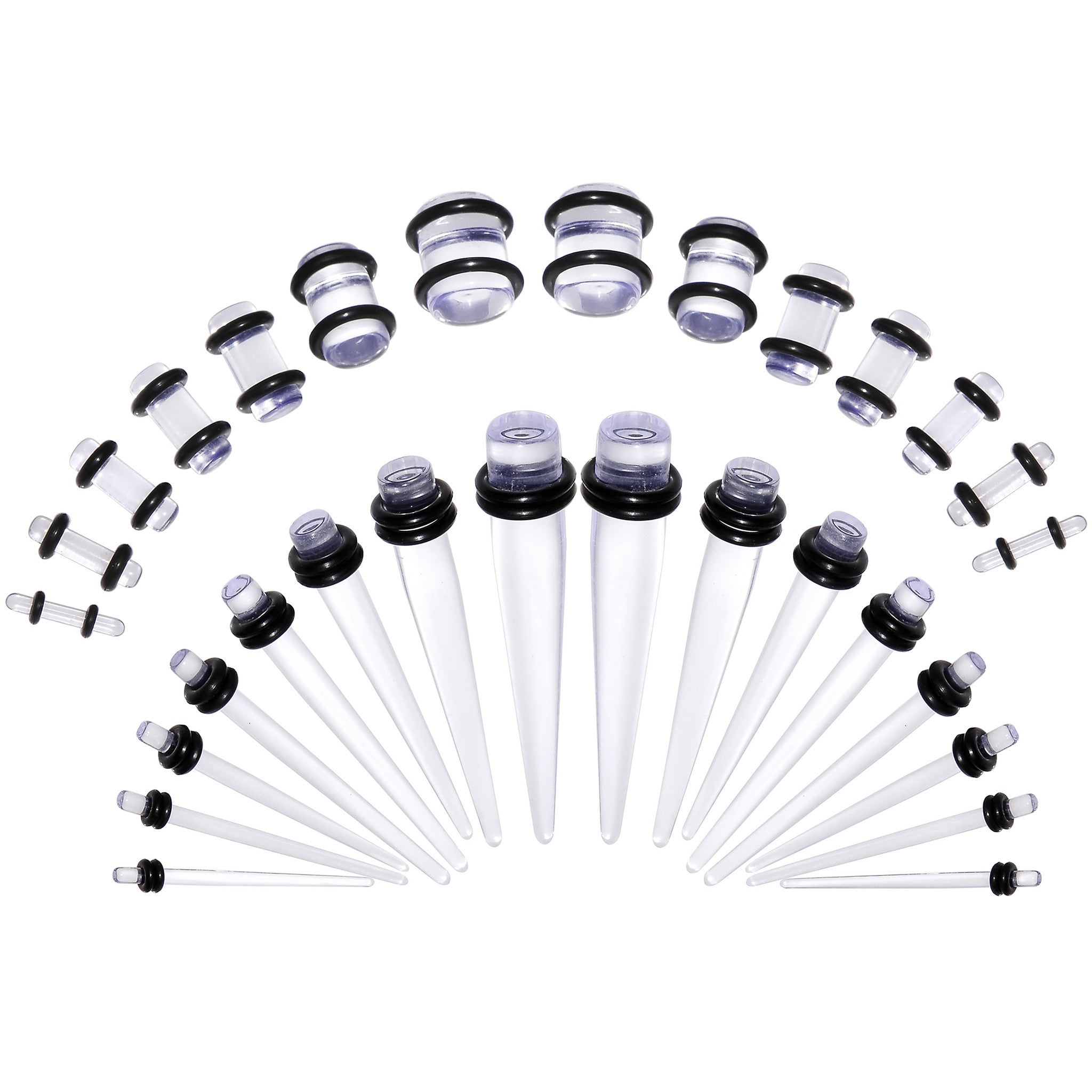 Clear Acrylic Taper Plug Kit - 32 Piece 14 to 00 Gauge Ear Stretchers