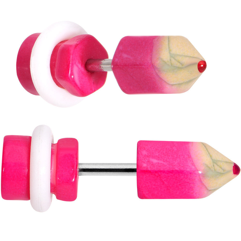 Acrylic and Stainless Steel Pink Pencil Cheater Plug Set