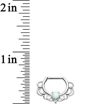 16 Gauge Clear Iridescent Imitation Opal Rope Accent Septum Clicker