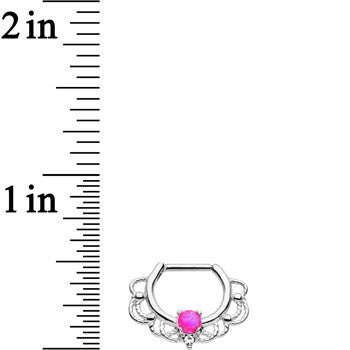 16 Gauge Clear Gem Pink Imitation Opal Rope Accent Septum Clicker