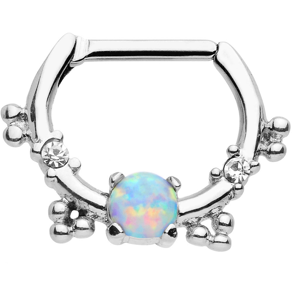 16G Clear Gem Iridescent Imitation Opal Simple Septum Clicker